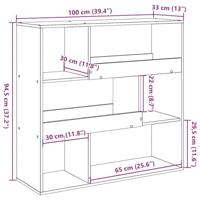 Boekenkast / kamerscherm 100x33x94,5 cm gerookt eikenkleurig - thumbnail