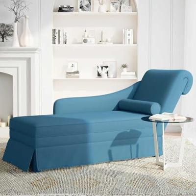 Chaise longue met bolster en rechterarmleuning fluweel blauw Chaise longue met bolster en rechterarmleuning fluweel blauw