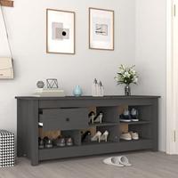VidaXL Schoenenkast 110x38x45,5 cm massief grenenhout grijs - thumbnail