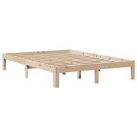 Bedframe met hoofdbord massief grenenhout wit 140x200 cm - thumbnail