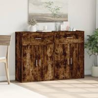 Dressoirs 2 st 60x30x84 cm bewerkt hout gerookt eikenkleurig - thumbnail