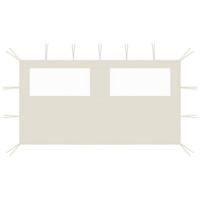 VidaXL Prieelzijwand met ramen 4x2 m crèmekleurig - thumbnail