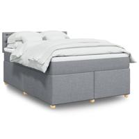 Boxspring met matras stof lichtgrijs 140x190 cm - thumbnail