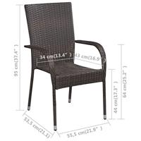 Tuinstoelen stapelbaar 4 st poly rattan bruin - thumbnail