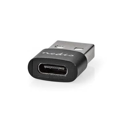 Nedis USB-A Adapter | USB 2.0 | USB-A Male | USB-C Female | 480 Mbps | Rond | Vernikkeld | Zwart | Doos - CCGB60920BK Nedis USB-A Adapter | USB 2.0 | USB-A Male | USB-C Female | 480 Mbps | Rond | Vernikkeld | Zwart | Doos - CCGB60920BK