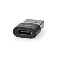 Nedis USB-A Adapter | USB 2.0 | USB-A Male | USB-C Female | 480 Mbps | Rond | Vernikkeld | Zwart | Doos - CCGB60920BK - thumbnail