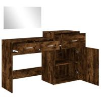3-delige Kaptafelset bewerkt hout gerookt eikenkleurig - thumbnail