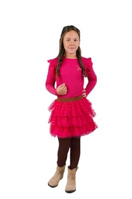 B.Nosy winter jurk meisjes - roze - Dora - laagjes mesh rok