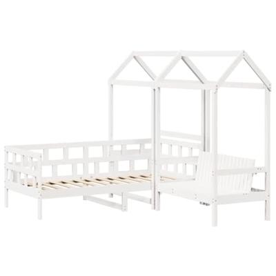 Kinderbedset met huisje massief grenenhout wit 80x200 cm