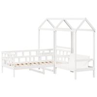 Kinderbedset met huisje massief grenenhout wit 80x200 cm - thumbnail