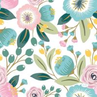 Duni servetten blossoms 3-laags 33x33cm papier blauw 20 stuks - thumbnail