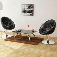 Barstoelen 2 st kunstleer zwart - thumbnail