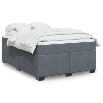 Boxspring met matras fluweel donkergrijs 140x190 cm