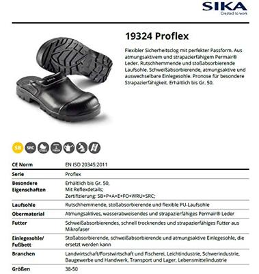 SIKA 19324 Proflex Klomp Open Hak SB Zwart - Maat 49 - 16.089.013.49