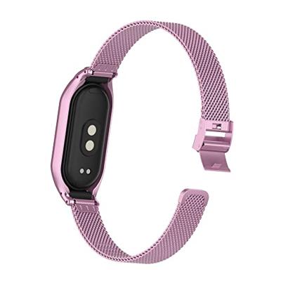 Milanese bandje met case - Roze - Xiaomi Smart Band 8 & 9 Milanese bandje met case - Roze - Xiaomi Smart Band 8 & 9