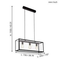 Eglo Hanglamp 3 lichts zw/helder &apos;charterhouse&apos; - thumbnail