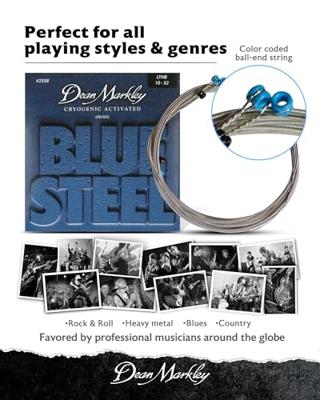 Dean Markley 2558 Blue Steel Light Top Heavy Bottom 10-52 snarenset voor elektrische gitaar