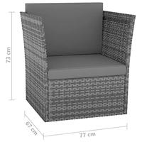 Tuinstoel met voetenbank poly rattan antracietkleurig - thumbnail