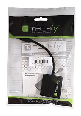 Techly IDATA HDMI-VGA4 HDMI C VGA Zwart kabeladapter/verloopstukje Techly IDATA HDMI-VGA4 HDMI C VGA Zwart kabeladapter/verloopstukje