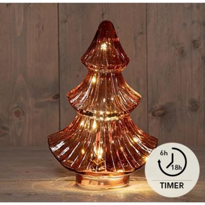 Boompje glas LED 15,5x9,5 cm bordeaux Anna's Collection - Annas collection Boompje glas LED 15,5x9,5 cm bordeaux Anna's Collection - Annas collection