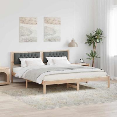 Bedframe met hoofdeinde Donkergrijs 160 x 200 cm Stof Bedframe met hoofdeinde Donkergrijs 160 x 200 cm Stof