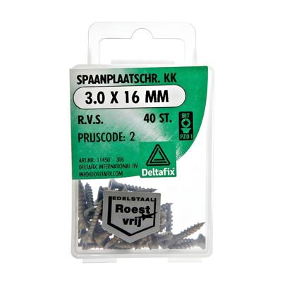 Spaanpl.schr. rvs 3.0x16mm 40st Deltafix - Deltafix Spaanpl.schr. rvs 3.0x16mm 40st Deltafix - Deltafix