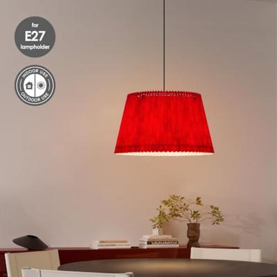 Papieren Gevouwen Lampenkap - Conisch - Rood - ø40 x 24 cm - E27 fitting - Voor Staande Lamp - Ontworpen voor woonkamer en eetkamer