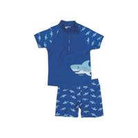 Playshoes tweedelige zwemsuit Haai Blauw-110-116 - thumbnail