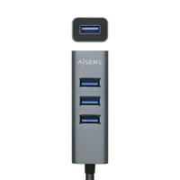 AISENS A109-0508 HUB USB 3.1 USB-C, USB-C/M-4xType A/H, grijs, 15 cm - thumbnail