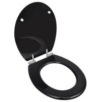 VidaXL Toiletbril soft-close simpel ontwerp mdf zwart - thumbnail