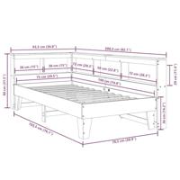 Bed met boekenkast zonder matras grenenhout wasbruin 75x190 cm - thumbnail