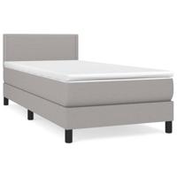 Boxspring met matras stof lichtgrijs 90x200 cm - thumbnail