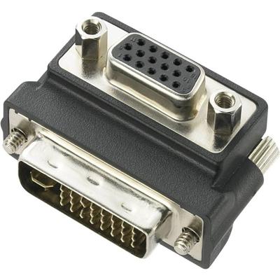 DVI / VGA Adapter [1x DVI-stekker 24+5-polig - 1x VGA-bus] 90° haaks Zwart