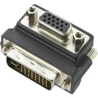 DVI / VGA Adapter [1x DVI-stekker 24+5-polig - 1x VGA-bus] 90° haaks Zwart - thumbnail