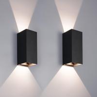 Set van 2 Miles S LED wandlamp dimbaar - up en down light buiten - 3000K warm wit- 10 Watt 760 lumen- IP65 waterdicht - Zwart - buitenverlichting - thumbnail