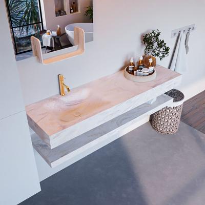 MONDIAZ ALAN-DLUX 150cm planchet Ostra. Vrijhangende wastafel CLOUD links 1 kraangat, kleur Ostra. MONDIAZ ALAN-DLUX 150cm planchet Ostra. Vrijhangende wastafel CLOUD links 1 kraangat, kleur Ostra.