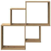 Wandschap 80x15x78,5 cm bewerkt hout artisanaal eikenkleurig - thumbnail