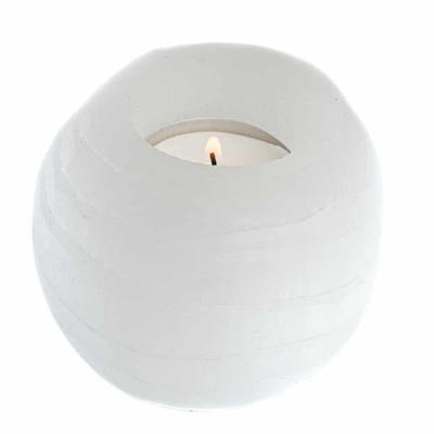 Waxinelichthouder Edelsteen Seleniet Rond ca 500 gram (8 x 8 cm)