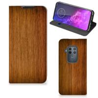 Motorola One Zoom Book | Wallet Case | Donker Hout - thumbnail