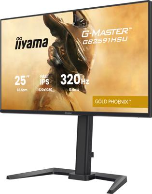 iiyama G-Master GB2591HSU-B1 24,5 inch Fast IPS, 1920x1080 tot 320Hz, 0,4 ms MPRT, 2 x HDMI 2.1/DP/USB-C, G-SYNC-compatibel, HDR10, HAS