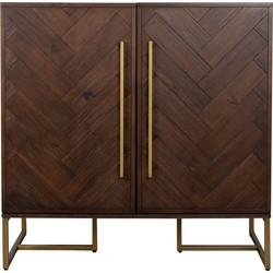 Dutchbone Wijnkast 'Class' Antique Brass, 100 x 100cm, kleur Bruin