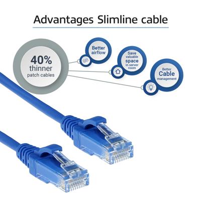 ACT DC9600 LSZH U/UTP CAT6 Datacenter Slimline Patchkabel Snagless | RJ45 Connectoren | Blauw | 50 cm