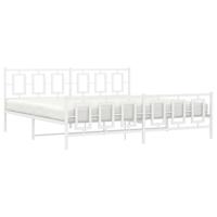 Bedframe met hoofd- en voeteneinde metaal wit 193x203 cm - thumbnail