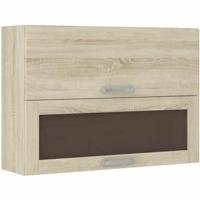 Glazen hoge kast met 2 kanteldeuren - B 80 x D 31,6 x H 72 - Sonoma eiken decor - LASSEN - thumbnail