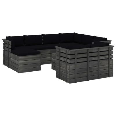 vidaXL 10-delige Loungeset met kussens pallet massief grenenhout