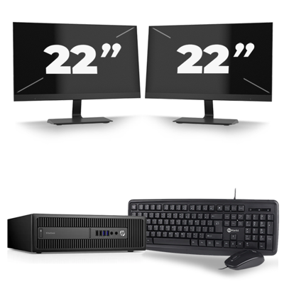 HP ProDesk 600 G3 USFF - Intel Core i5-7e Generatie - 8GB RAM - 256GB SSD - Windows 11 + 2x 22 inch Monitor