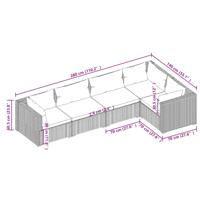 5-delige Loungeset met kussens poly rattan bruin - thumbnail
