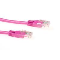 ACT Roze 0,5 meter U/UTP CAT6 patchkabel met RJ45 connectoren - thumbnail