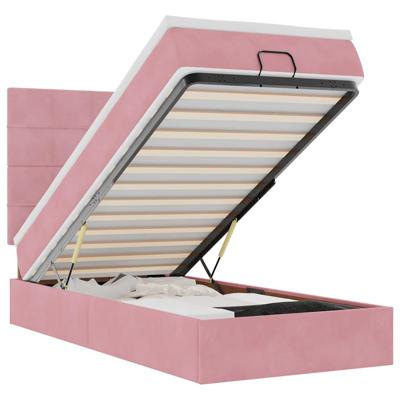 Ottoman bed met matrassen en LED's 120x200cm fluweel roze