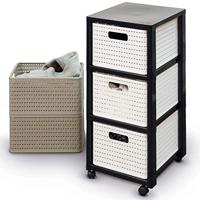 Rotho country design ladekast met wielen 3x18l wit - thumbnail
